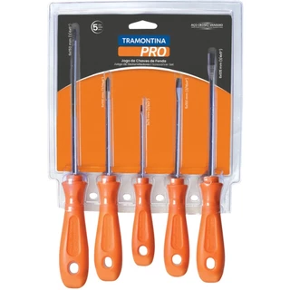 Jogo de chave de fenda e phillips com 05 peças - Twister - Tramontina Pro em Oferta na Shopee