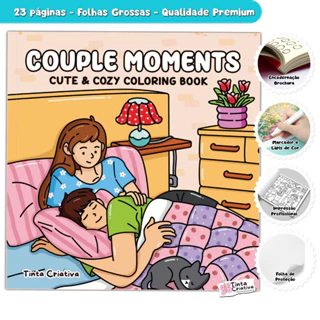 Couple Moments | Livro de Colorir Fofo: Com Meninas e Meninos em Momentos de Paz e Dias Aconchegantes para Relaxamento em Oferta na Shopee