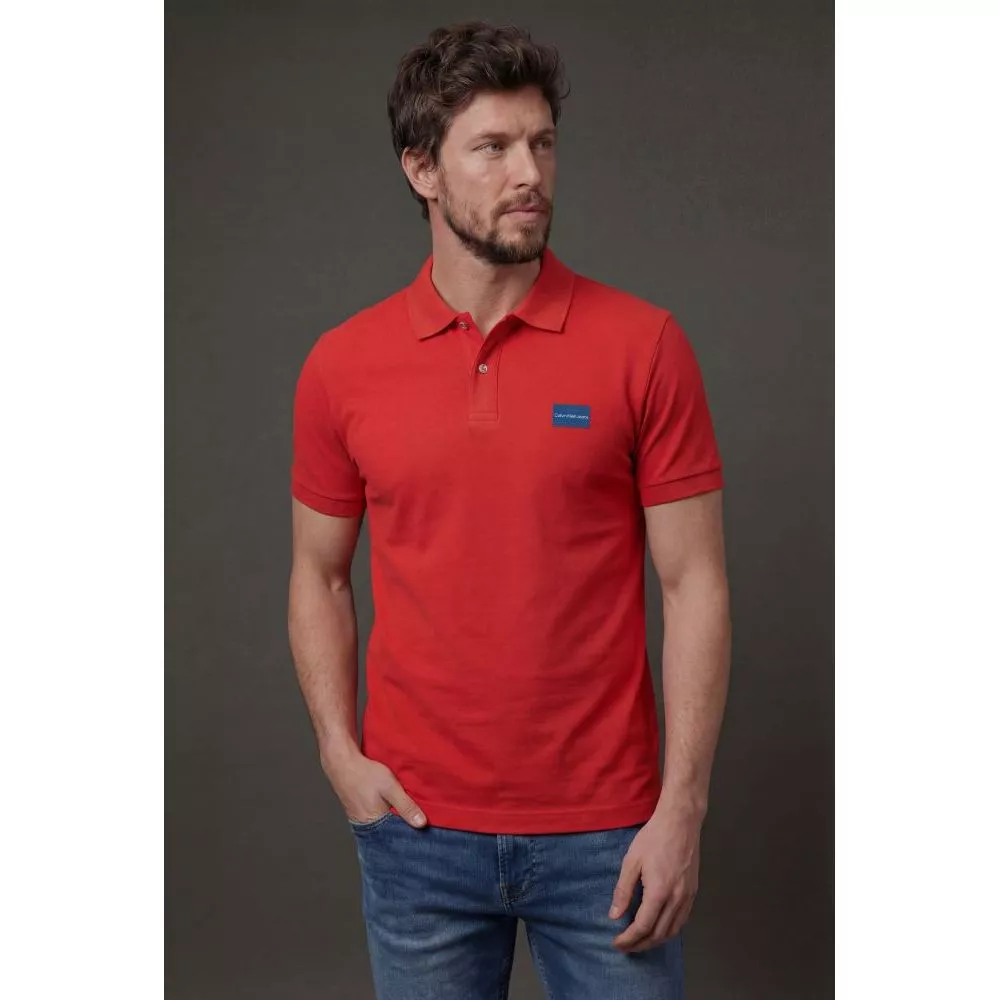 Polo Logo Calvin Klein Jeans Vermelha Masculina