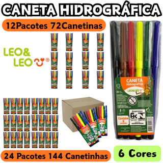 Leo & Leo Kit Com 12 Pacotes 72 Canetinas Ou 24 Pacotes 144 Canetinhas 6 Cores Escolar Pintura Arte em Oferta na Shopee