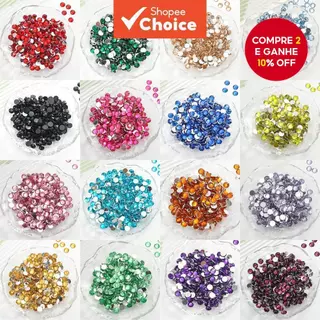 5000 unidades/pacote de strass de resina plana com base de 2MM, fundo de cor aurora, adesivos redondos coloridos para em Oferta na Shopee