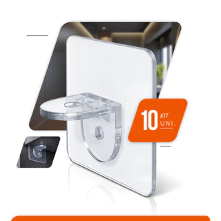 Kit 4/10/20 peças Suporte Reforçado Adesivo Prateleira Transparente Mão Francesa Cantoneira em Oferta na Shopee