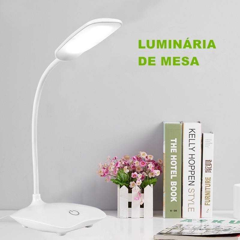 Luminária De Mesa Recarregável Flexível Sem Fio Led Leve Dobrável Portátil Leitura