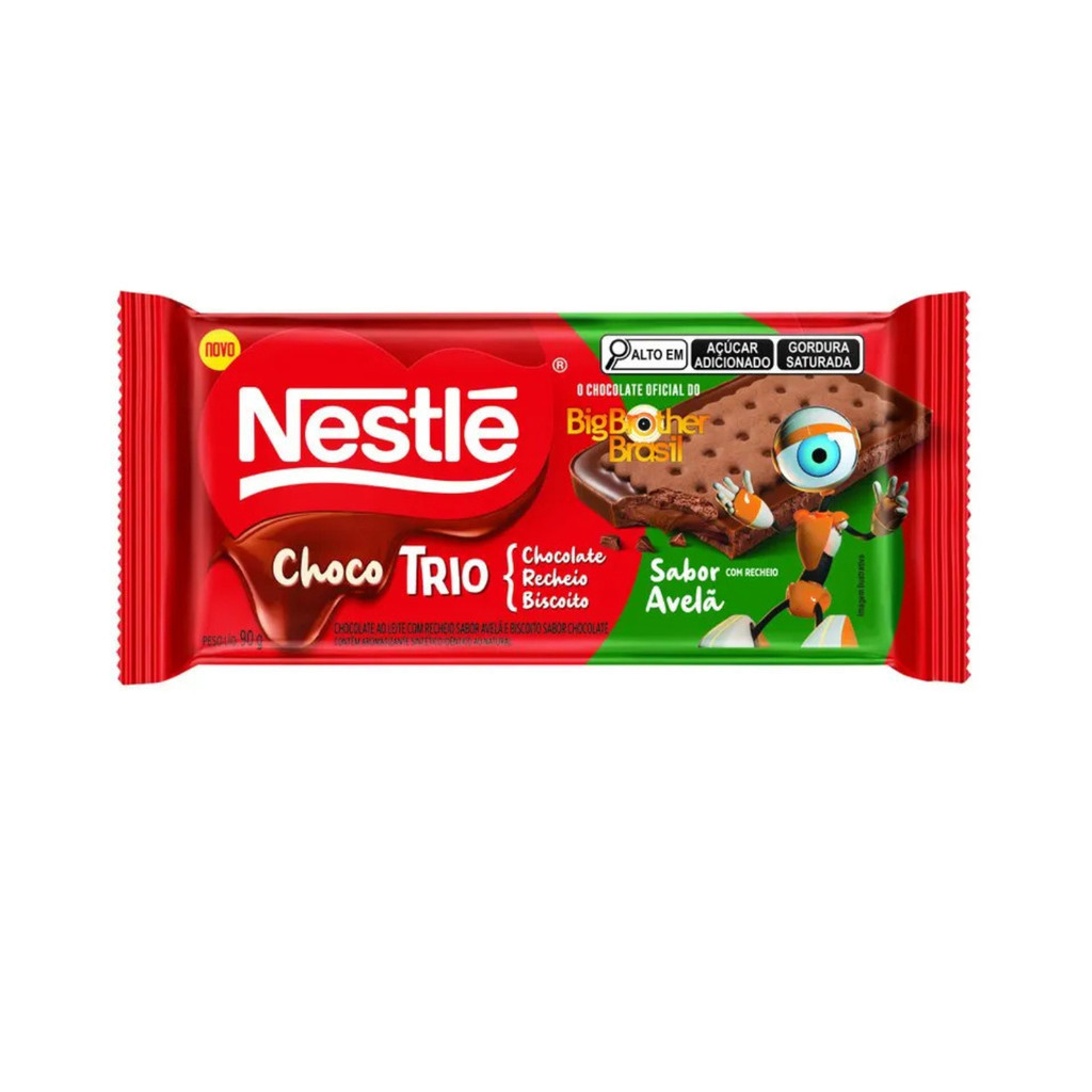 Kit 3 Barras Nestlé Choco Trio Sortidas 90g Sabor Chocolate, Avelã
