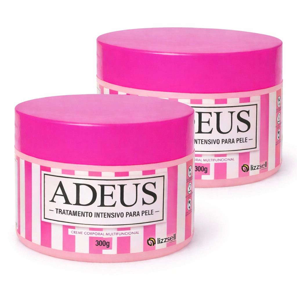 Kit 2 Adeus Creme Rosa Corporal 300g Estrias Celulite Foliculite Cheiro ...