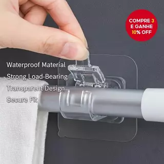 Suporte De Haste De Cortina Autoadesivo Ganchos Clipes De Parede Ajustáveis Para Decoração De Casa De Primavera em Oferta na Shopee