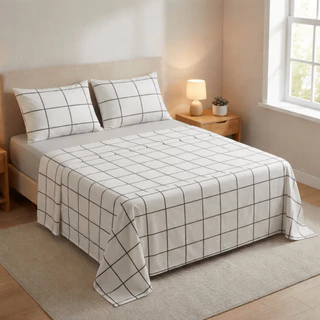 Jogo De Cama Lençol Casal Padrão 4 Peças Percal 100% Algodão Com Fronha Estampado em Oferta na Shopee