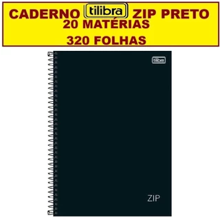 Caderno Tilibra 20 Matérias 320 Folhas Universitário Escola Faculdade Trabalho Espiral Zip Preto em Oferta na Shopee