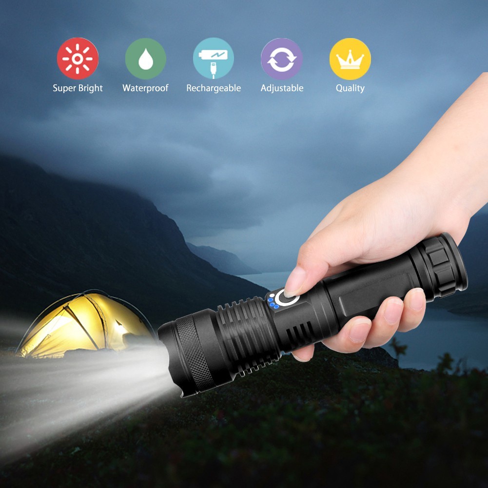 Lanterna Mais Potente XHP90 Usb Zoom Led Luz Tocha Camping