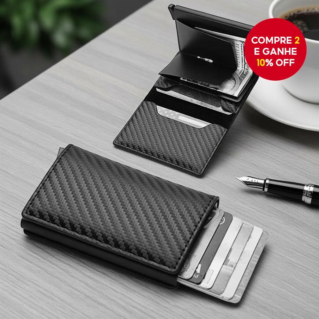 Carteira segura com bloqueio RFID para homens: slim bifold, auto-flip ...