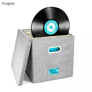 Fengjue 12-Polegada Caixas De Armazenamento De Discos De Vinil Com Tampas E Alças À Prova De Poeira Elegante Prático Org
