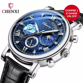 Cehnxi 972 Relógio de Quartzo Masculino Disco Céu Estrelado Moda Luminoso Fase Lunar Calendário Casual Elegante Diário em Oferta na Shopee