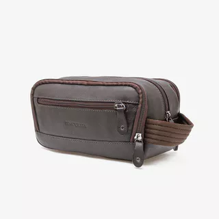 Necessaire Em Couro Café em Oferta na Shopee