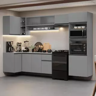 Armário de Cozinha Completa de Canto Suspenso 385cm Nice Madesa 01 em Oferta na Shopee