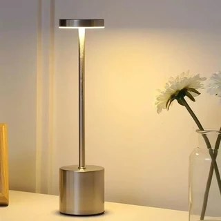 Luminária Abajur de Mesa Candeiro Dumbbell Touch de Quarto Luxuosa 3 Tons de Led