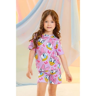 Pijama kids Manga Curta Personagem Margarida lilas em Oferta na Shopee