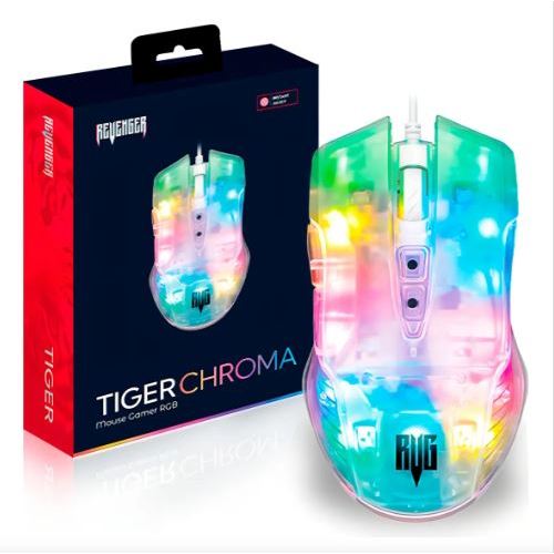 Mouse Gamer RGB Tiger Chroma Transparente REVENGER | Shopee Brasil