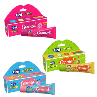 Kit 3 Hidratante Labial Carmed Fini Beijos/Dentadura/Banana em Oferta na Shopee