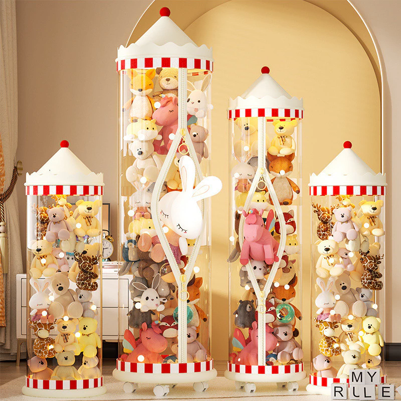 Balde de armazenamento torre guarda brinquedo transparente para boneca de brinquedo de pelúcia — foto 3 de 4