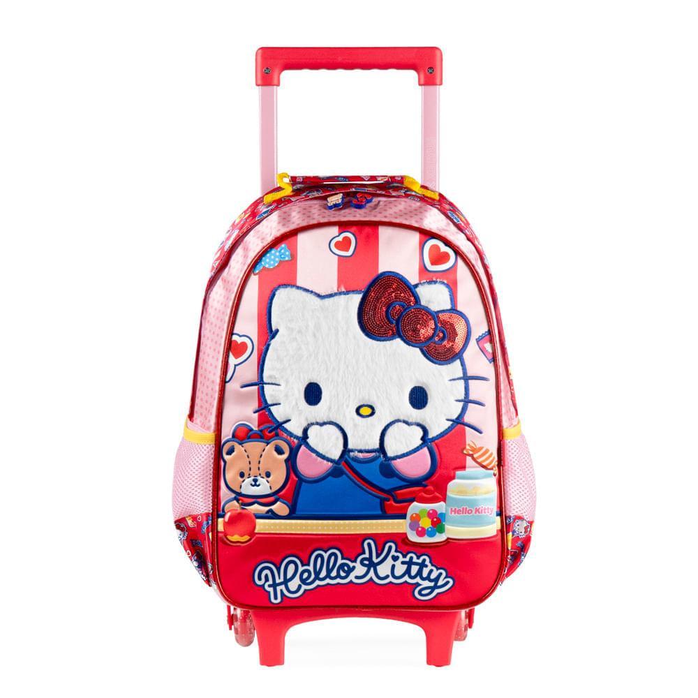 Mochila de Rodinha Escolar Feminina Hello Kitty Vermelha | Shopee Brasil