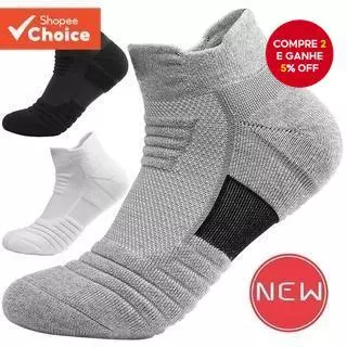 Meias Esportivas Antiderrapantes De Alto Desempenho – Almofada Grossa De Algodão Para Corrida , Ciclismo E Basquete | 3 em Oferta na Shopee