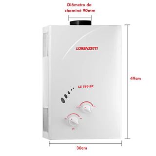 Aquecedor de agua a gás elétrico Lorenzetti lz750 7,5 litros Branco