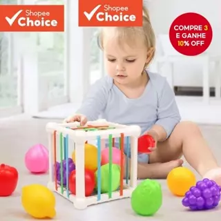 Cubo Sensorial De Classificação De Formas-Brinquedo De Aprendizagem De Frutas Para Desenvolvimento De Bebês De 6 Meses P em Oferta na Shopee