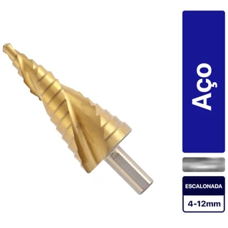 Broca escalonada aço rápido 4 a 12 mm - 723539 - MTX em Oferta na Shopee