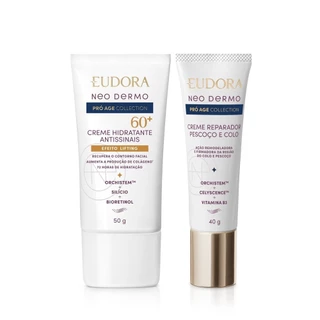 Eudora Kit Neo Dermo Pró Age Collection: Creme Reparados Pescoço e Colo 40g + Gel Facial Antissinais 60+ 50g em Oferta na Shopee