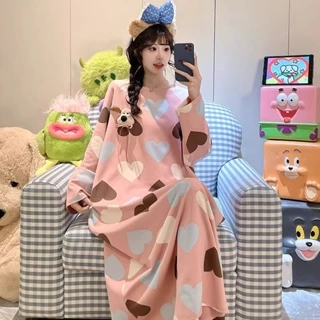 Meninas camisola 2026 novo estilo outono inverno estilo puro algodão manga comprida estilo fino pijamas infantis meninas em Oferta na Shopee