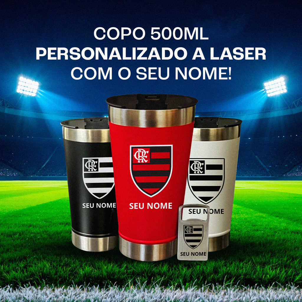 Copo Térmico Flamengo Personalizado com Nome Aço Inox 500ml Presente ...
