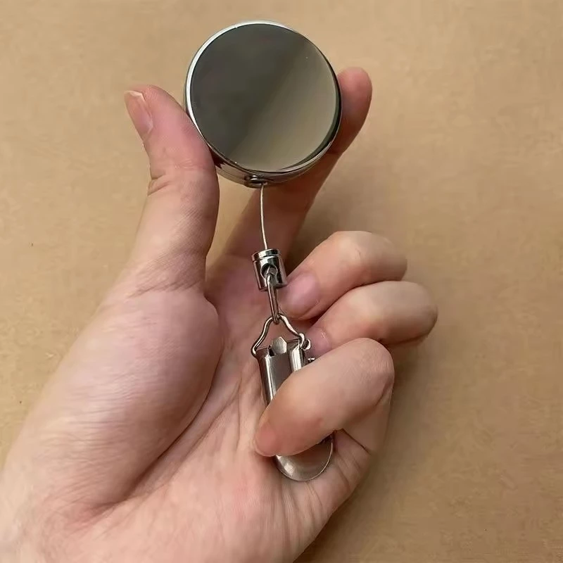 Prendedor De Pressão Circular De Metal-Chaveiro De Fio Retrátil Recuo De Tração Externa-Porta-Crachá De Identificação De