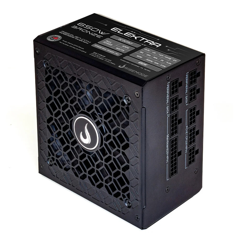 FONTE GAMER RISE MODE ELEKTRA 650W BRONZE FULL MODULAR PFC ATIVO PRETO RMPSUELKM650B