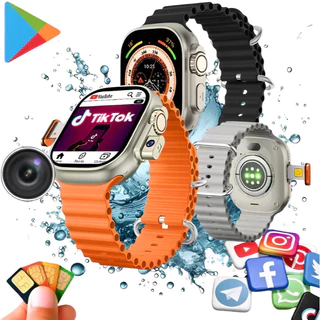 Top Relogio Smartwatch 5G+ Microwear Ultra 3 AI Chip Câmera 16GB/2GB RAM 7 Pulseiras Película e Case de Proteção 001