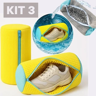 Kit 3 Bolsa de Lavar Tênis e Sapatos em Malha para Máquina de Lavar Proteção Anti Deformação Saco Lavanderia - WYL em Oferta na Shopee