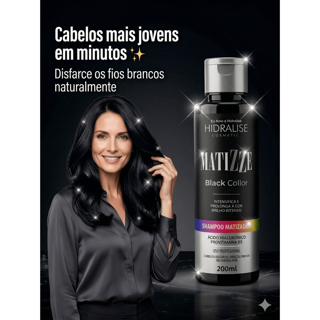 Shampoo Tonalizante Em Gel Preto Escurece Fios Brancos Gradualmente ...