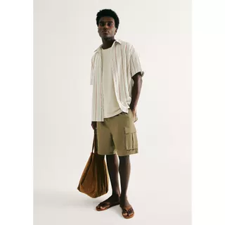 Bermuda Masculina Cargo Em Sarja em Oferta na Shopee