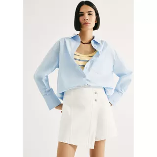 Shorts Saia Cintura Média Em Sarja em Oferta na Shopee