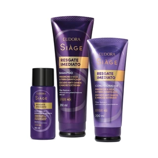 Combo Siàge Resgate Imediato: Shampoo 250ml + Condicionador 200ml + Água Lamelar 150ml em Oferta na Shopee
