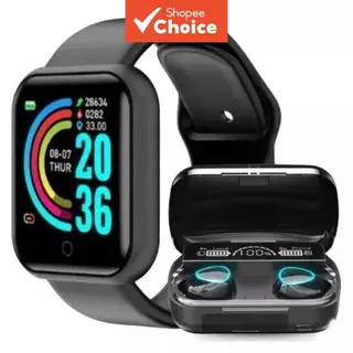 Relógio Inteligente Digital Y68 D20 Bluetooth Unissex + Fones de Ouvido Gamer Sem Fio TWS M10 Para Todos os Telefones em Oferta na Shopee