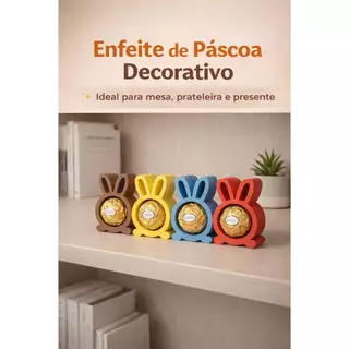 Lembrancinha de Páscoa porta-bombom formato coelho moderno em cores variadas com acabamento fosco em Oferta na Shopee