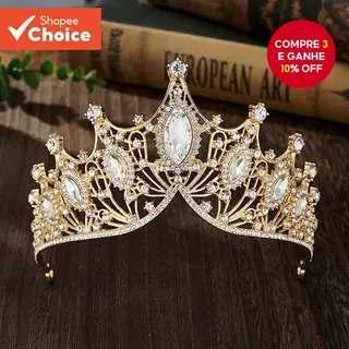 Tiara De Noiva , Coroa De Liga De Luxo Barroca Para Casamento , Princesa , Floresta , Festa De Fadas em Oferta na Shopee