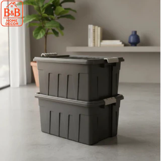 Jogo 2 Caixas Organizadoras 53L Pretas com Tampa Trava Forte Rodinhas Premium em Oferta na Shopee