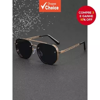 Óculos De Sol Para Homens Aro Completo Metal Ponte Dupla Aviador Oco Templo Decorativo Retro Moda Rua em Oferta na Shopee