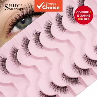 SHIDISHANGPIN 10 Pares de Cílios Postiços Wispy, Leves e Naturais para Maquiagem Diária em Oferta na Shopee