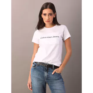 Camiseta Feminina Logo Centralizado Calvin Klein Jeans - Branco em Oferta na Shopee
