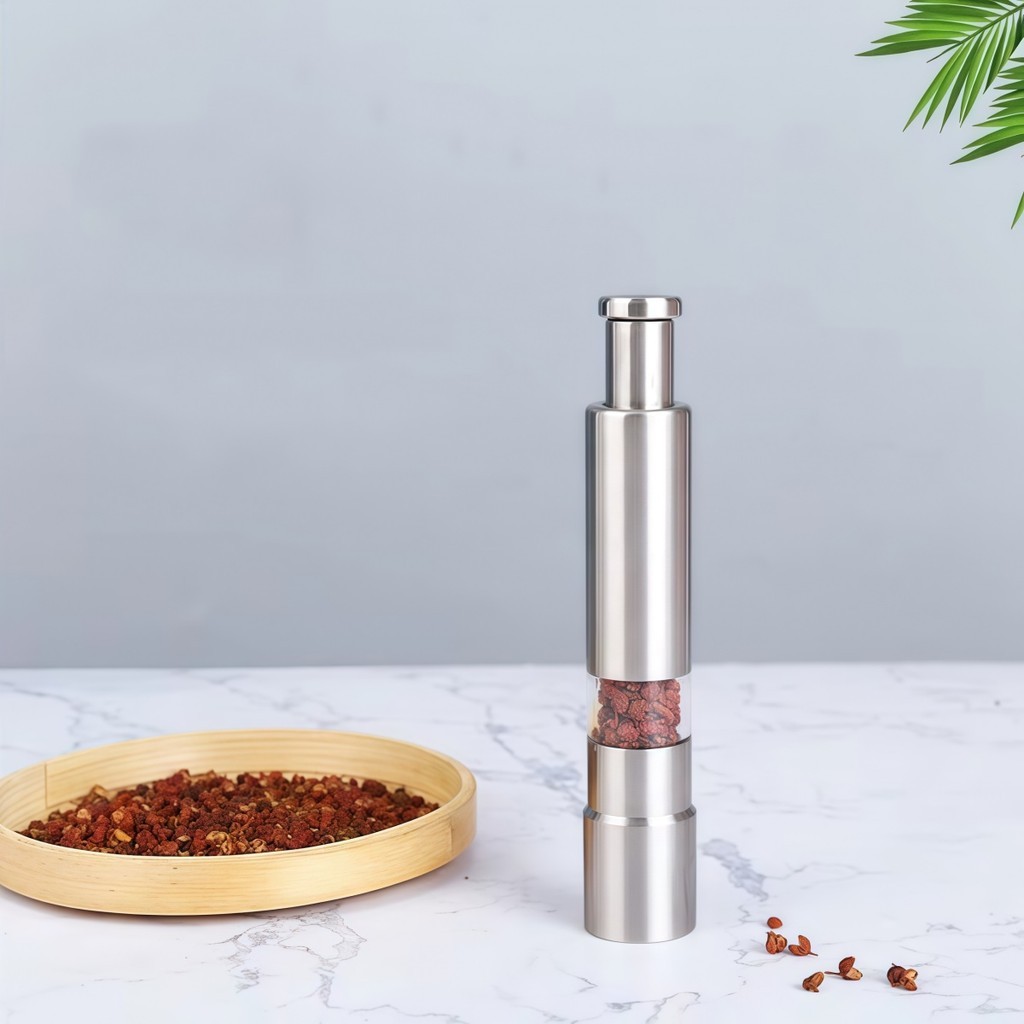 Moedor de Pimenta e Sal Manual Aço Inox Premium Botão Pressã