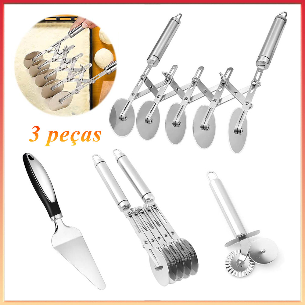3 Peças Kit Cortador para Massas e Doces, Aço Inox, Com Alça