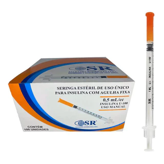 Seringa Insulina C/agulha Sr Diabete 0,5mm 6mm X 25mm U-100 0.5 Ml em Oferta na Shopee