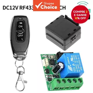 Interruptor de Controle Remoto Universal de Portão 433 Mhz DC 12V 10A Receptor de Relé Mini Módulo Controle Remoto para em Oferta na Shopee